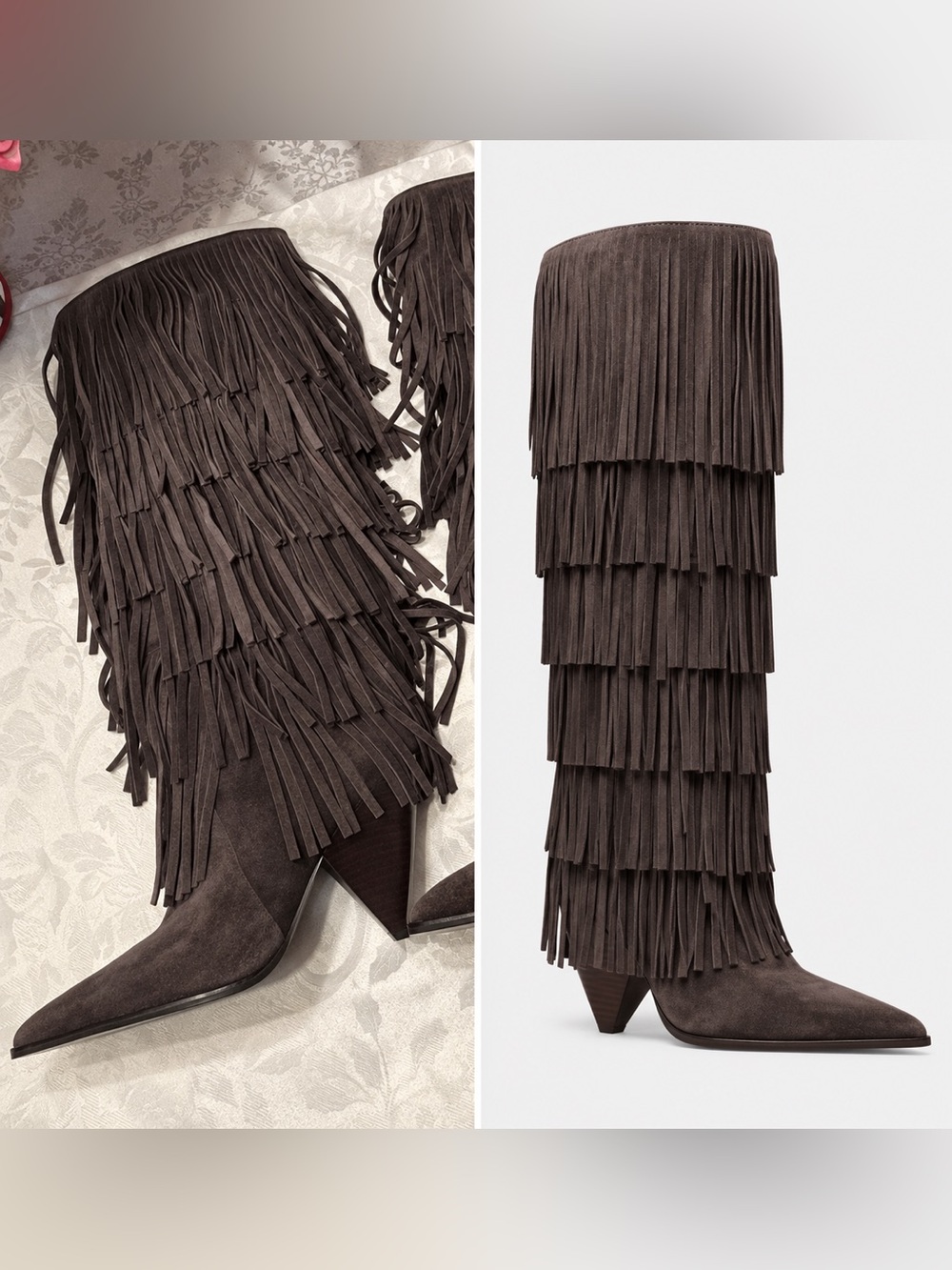 New in Box Michael Kors Jayla Fringed Suede Tall Boots – Chocolate – Size 7M